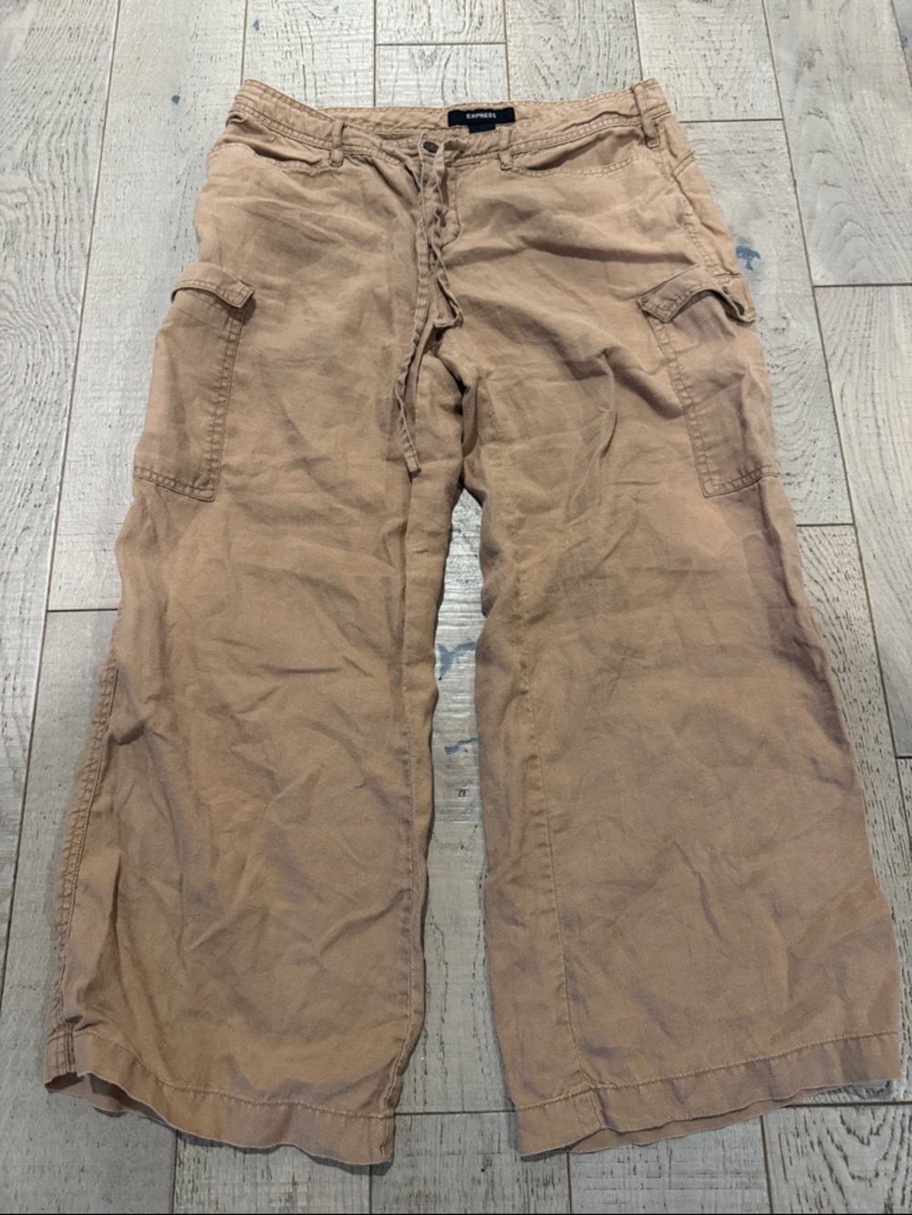 Express Cargo Drawstring Pants in Light Brown